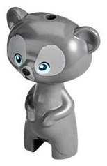LEGO Minifigure-Bear, Brave, Cub, Standing with Medium Azure Eyes, Black Nose and Light Bluish Gray Fur Pattern-Animal / Land-16543pb01-Creative Brick Builders
